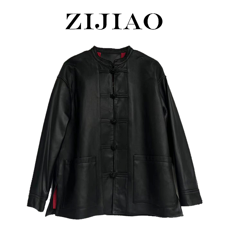 【慧姐专享】紫娇服饰  HS-9270  时尚休闲百搭国风皮衣  1