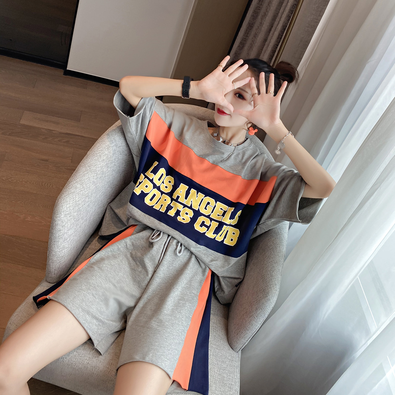 Leisure sports suit women's two-piece set net red age reducing foreign style show thin foreign style small fashion new summer