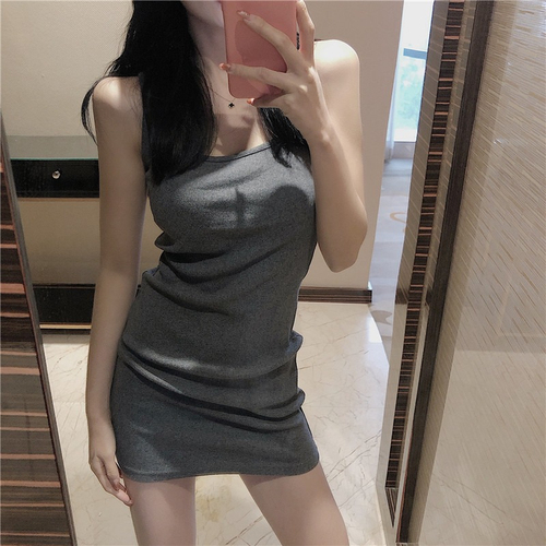 Knitted suspender skirt women's 2021 summer new sexy waist show thin temperament