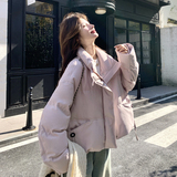 2C221-F210-P335K49890绒粉色设计羽绒服，女装短外套，2C221