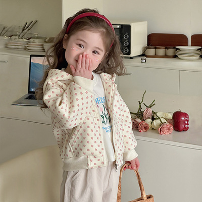 女童外套春秋款2025新款儿童秋季洋气连帽卫衣女宝宝秋装上衣开衫