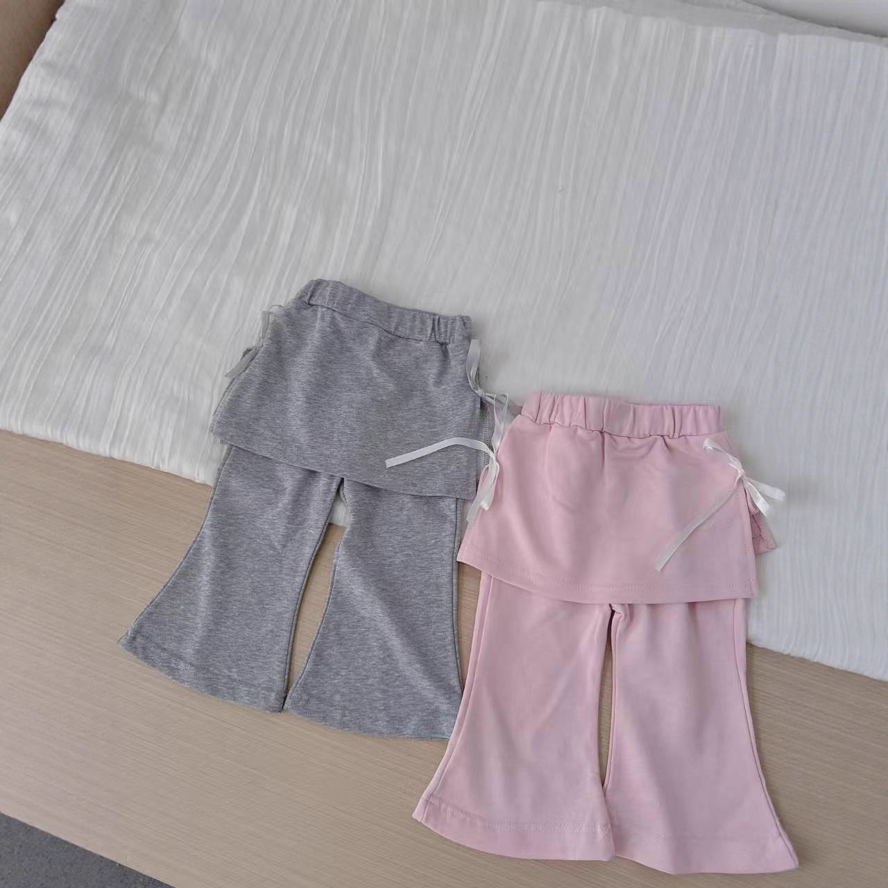 女童假两件裙裤喇叭裤秋装2025新款儿童裤子洋气女宝宝弹力打底裤
