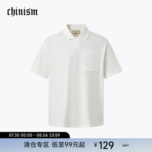 美式 男夏季 新款 上衣 纯棉t恤男士 黑色翻领短袖 CHINISM赤尘 polo衫