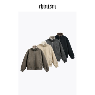 CHINISM 毛领美拉德加厚羊羔毛外套 皮毛一体仿麂皮夹克男冬季