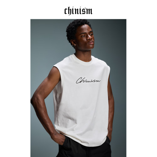 CHINISM纯棉字母运动背心男夏