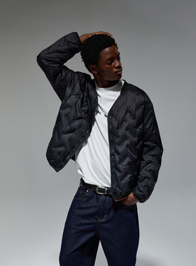 CHINISM丨双面穿宽松轻薄鸭绒菱格羽绒服男冬季新款V领保暖外套