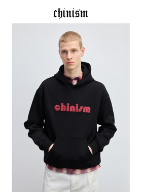 CHINISM丨空气层亲肤连帽卫衣男春季宽松绣花上衣/CXHC11K2012