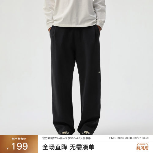 CHINISM CAS空气层卫裤男秋冬美式印花直筒长裤男士运动休闲裤子
