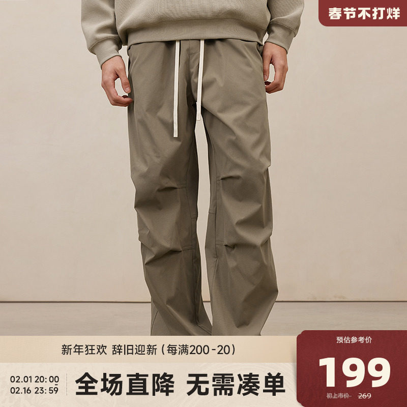 CHINISM CH直筒伞兵裤男美式工装裤户外徒步登山重磅加绒休闲裤子