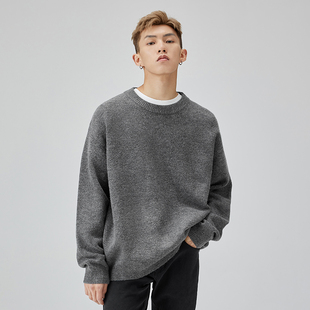 潮牌宽松休闲针织衫 CHINISM 美式 圆领毛衣男秋季 CH纯色简约基础款
