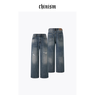 直筒休闲裤 CHINISM 新款 男春季 CXHB33N6042 复古宽松破洞牛仔裤
