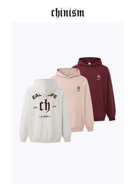 CHINISM丨重磅植绒LOGO连帽卫衣男秋季美式宽松纯棉休闲男士外套
