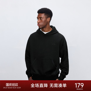 潮牌純棉寬松男生休閑帽衫 灰色刺繡連帽衛衣男秋季 CHINISM赤塵