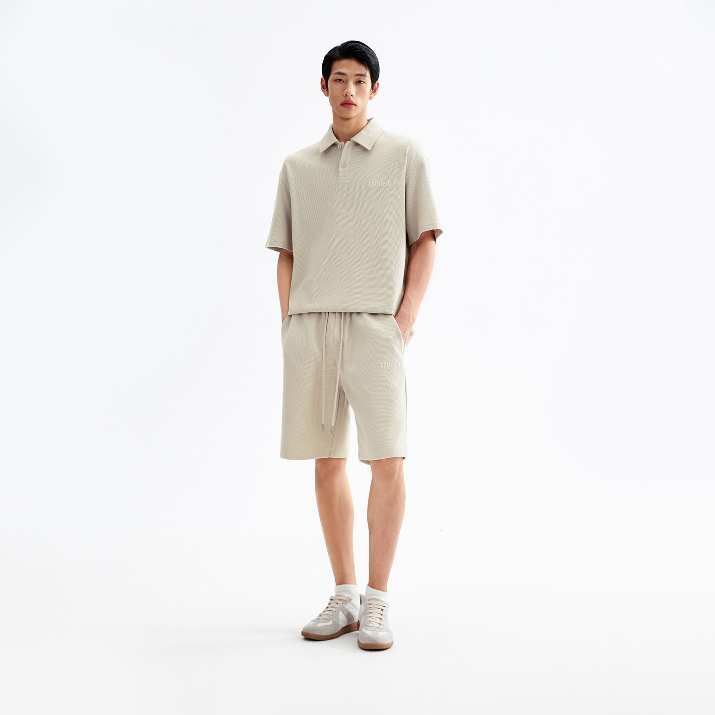 CHINISM 刺绣logo休闲Polo衫短裤套装男夏季新款/1165&mdash;3065