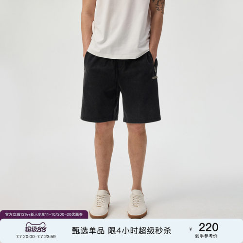 CHINISM 复古纯棉短裤夏季抽绳休闲宽松直筒裤子/CXVA38M1002