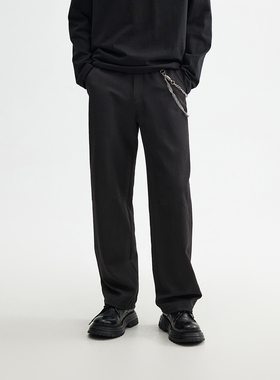 CHINISM丨黑色TR垂感西裤男秋季新款宽松简约直筒通勤休闲裤子