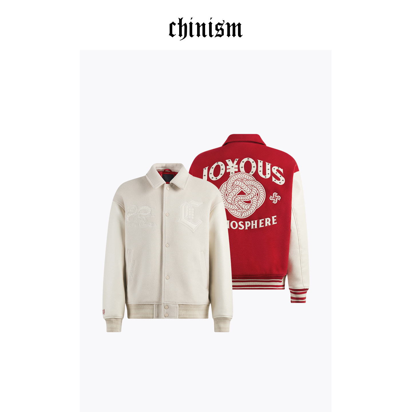 CHINISM丨重磅加厚呢绒刺绣棒球夹克男冬季夹棉休闲保暖棉衣外套,男装,夹克,淘宝优惠券,粉丝福利购,淘宝优惠卷