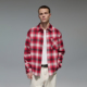 CHINISM 复古休闲男生衬衣外套 男秋季 红色纯棉长袖 格子衬衫