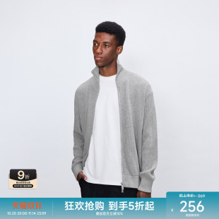 休闲针织衫 CHINISM赤尘 美式 毛衣男冬季 外套 灰色简约立领拉链开衫