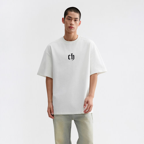 CHINISMCH刺绣美式短袖T恤男