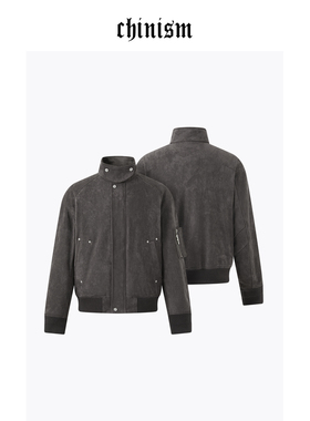 CHINISM丨立领仿麂皮宽松飞行夹克男冬季防风外套/CXHB43CH034