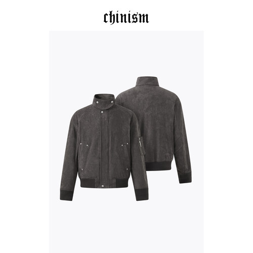 CHINISM赤尘立领仿麂皮飞行夹克