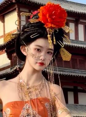 新款唐代簪花国色芳华复原发夹