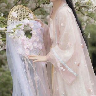 古风影视道具侠女粘花斗笠影楼写真斗笠女斗流苏笠幕离遮容面纱