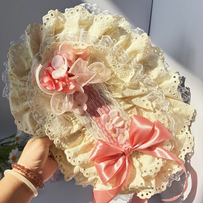 洛丽塔帽子扁帽蕾丝原创田园