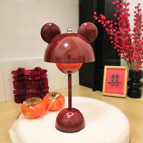 结婚长明灯陪嫁新婚礼物婚庆布置花苞红色台灯婚房氛围装饰床头灯