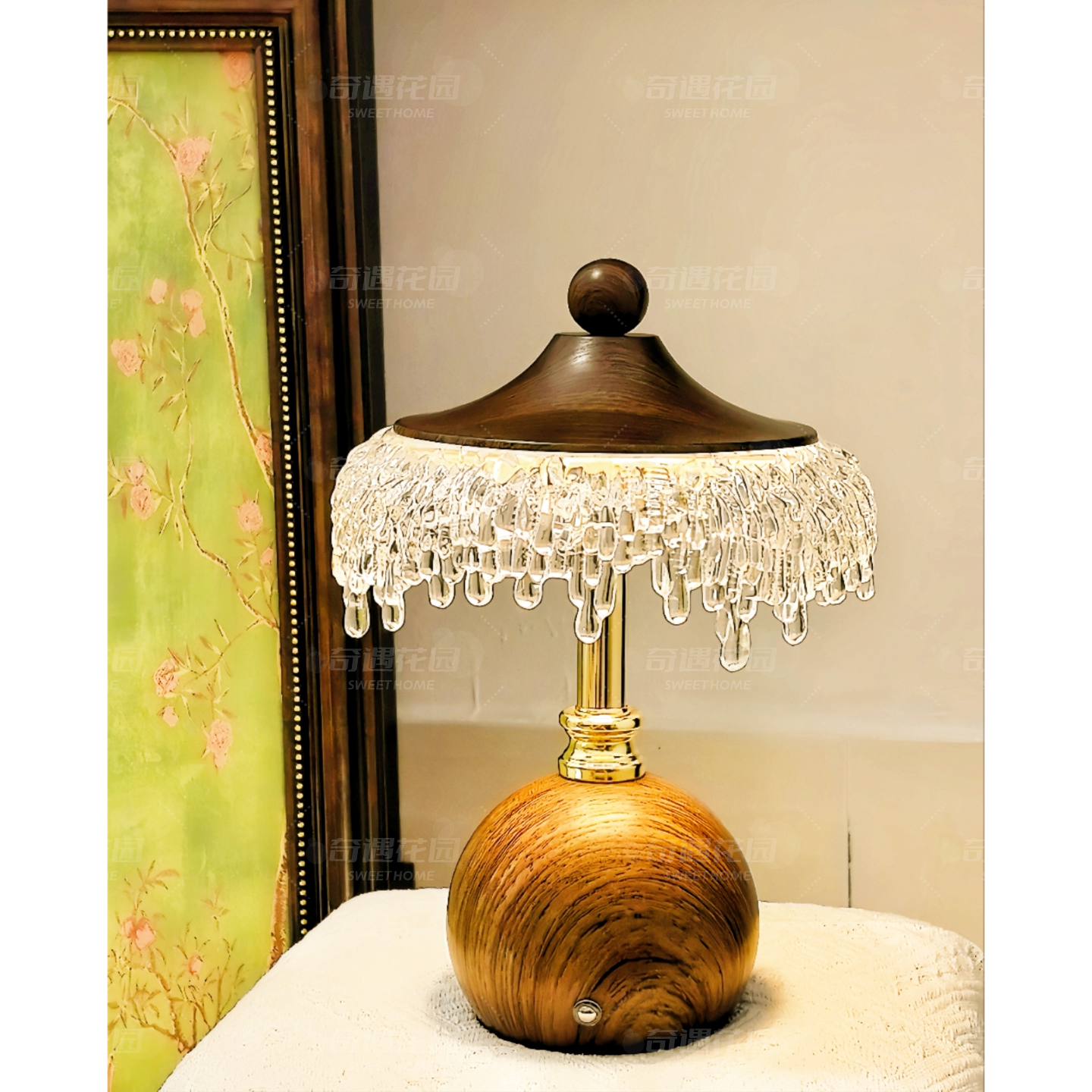 水滴法式中古风台灯卧室床头灯复古触摸充电创意个性客厅装饰台灯