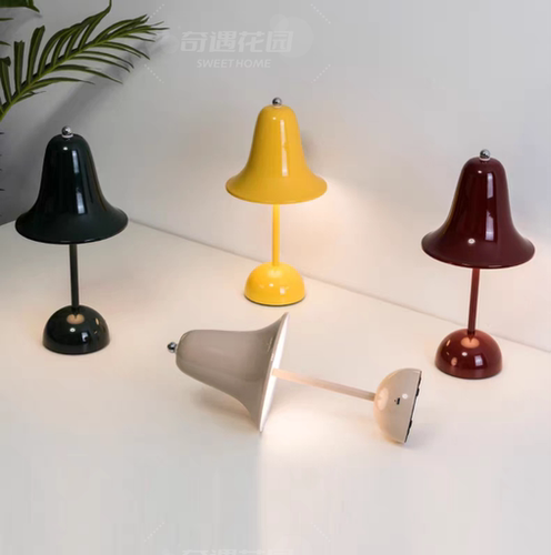 床头灯铃铛卧室台灯结婚长明灯氛围小夜灯触摸无线充电书桌奶油风