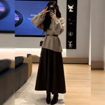 冬季一整套穿搭高级感轻熟风针织毛衣中长款半身裙显瘦气质两件套