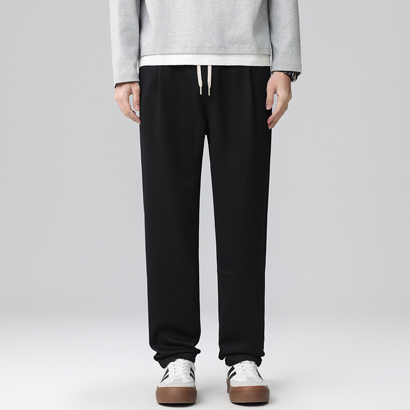 DESSO华夫格休闲直筒宽松运动长裤