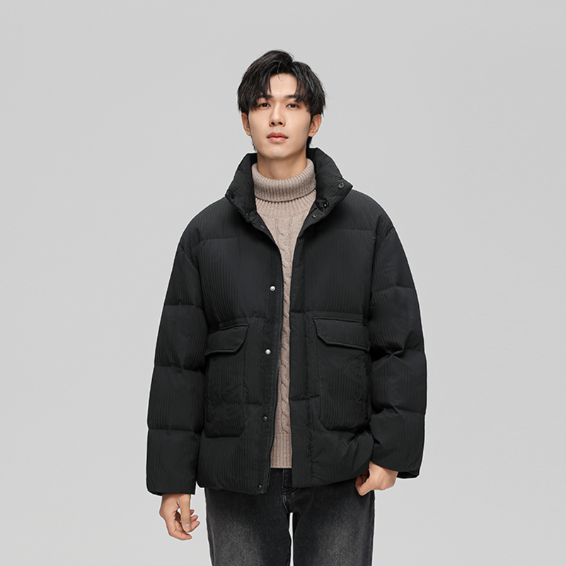 DESSO初春立领短款保暖羽绒服时尚肌理感