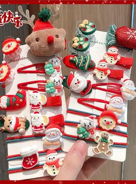 2024新款圣诞节装饰发夹儿童头饰品可爱刘海发卡头绳女童节日礼物