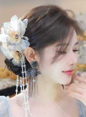 [幻蝶]时尚超仙气质高级百搭显发量13公分鲨鱼夹蝴蝶流苏古风发夹