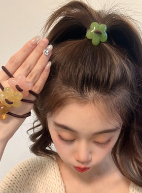 可爱百搭花朵发绳甜美简约气质头绳韩国少女扎头高级感发圈橡皮筋