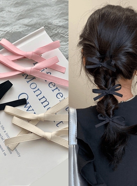 日韩明星同款丝带蝴蝶结发夹侧边夹甜美芭蕾风少女飘带鸭嘴夹对夹