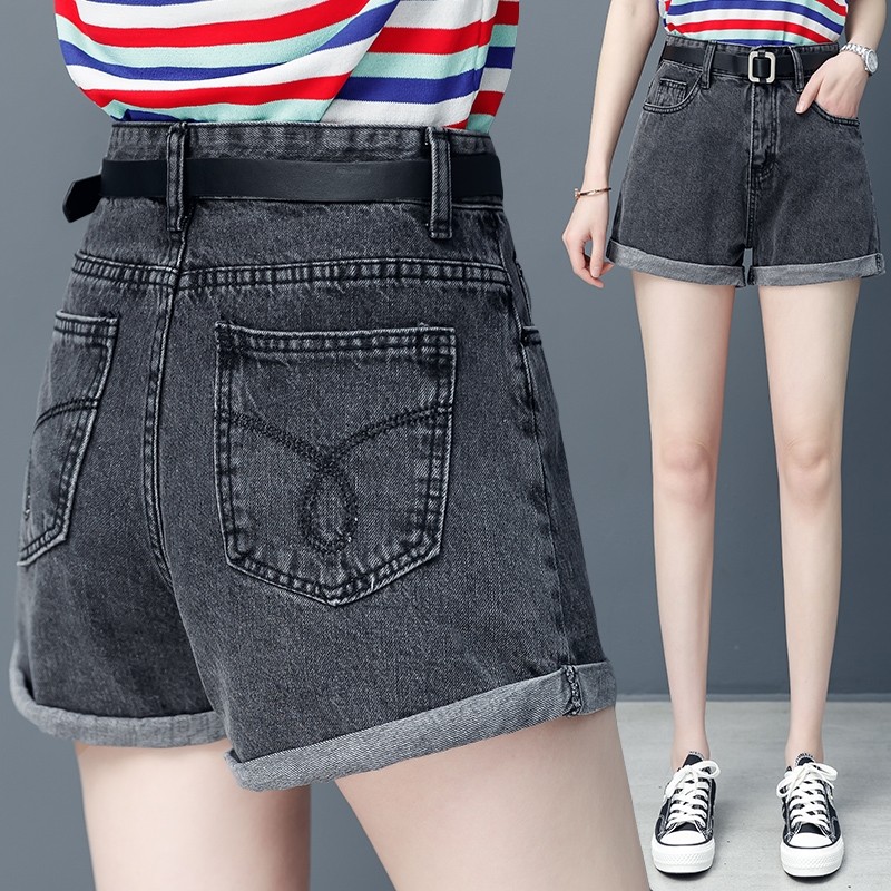 久利诗官方旗舰店铺官网牛仔短裤夏季2020新款以纯色女装高腰直筒