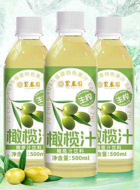 聚春园橄榄汁夏季饮料整箱果汁福建特产甘甜饮品橄榄汁500ml*12瓶