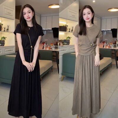 简约半身裙套装2025夏季新款显瘦气质禅意风无袖上衣长裙两件套裙