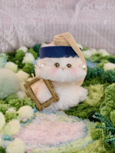 少女 原创设计摆件成品猫咪玩具车挂件小猫包挂 戴珍珠耳环