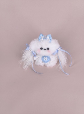 【蓝色马尔济斯】原创小狗汽车摆件成品狗狗玩具可编辫子礼物