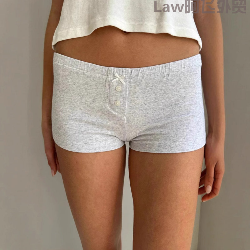 Women's slim-fit short-sleeved sweater美式潮流运动休闲短裤女