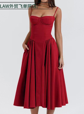 Sexy satin deep V-neck party dress热销爆款性感吊带印花修身中