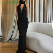 sexy Lace dress性感镂空荡领露背御 party perspective slim fit