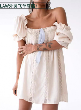 Sexy slim fit sleeveless lace dress现货纯色性感短袖抹胸蕾丝