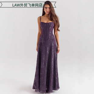 neck party Sexy 礼服女式 deep dress吊带薄纱正式 花朵蕾 satin