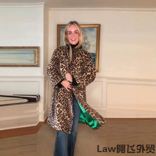 Sexy Sleeve Loose Jacket Coat女立领单排扣宽松中长款毛绒大衣